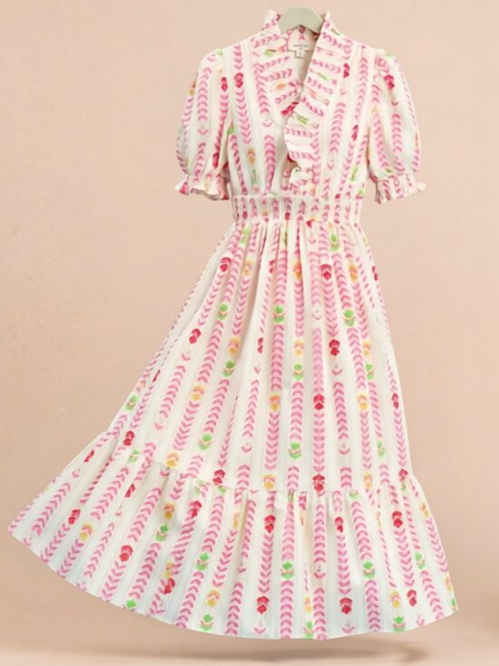 Umgee Dresses & Skirts - Umgee Vibrant Ruffle Smocked Midi Dress